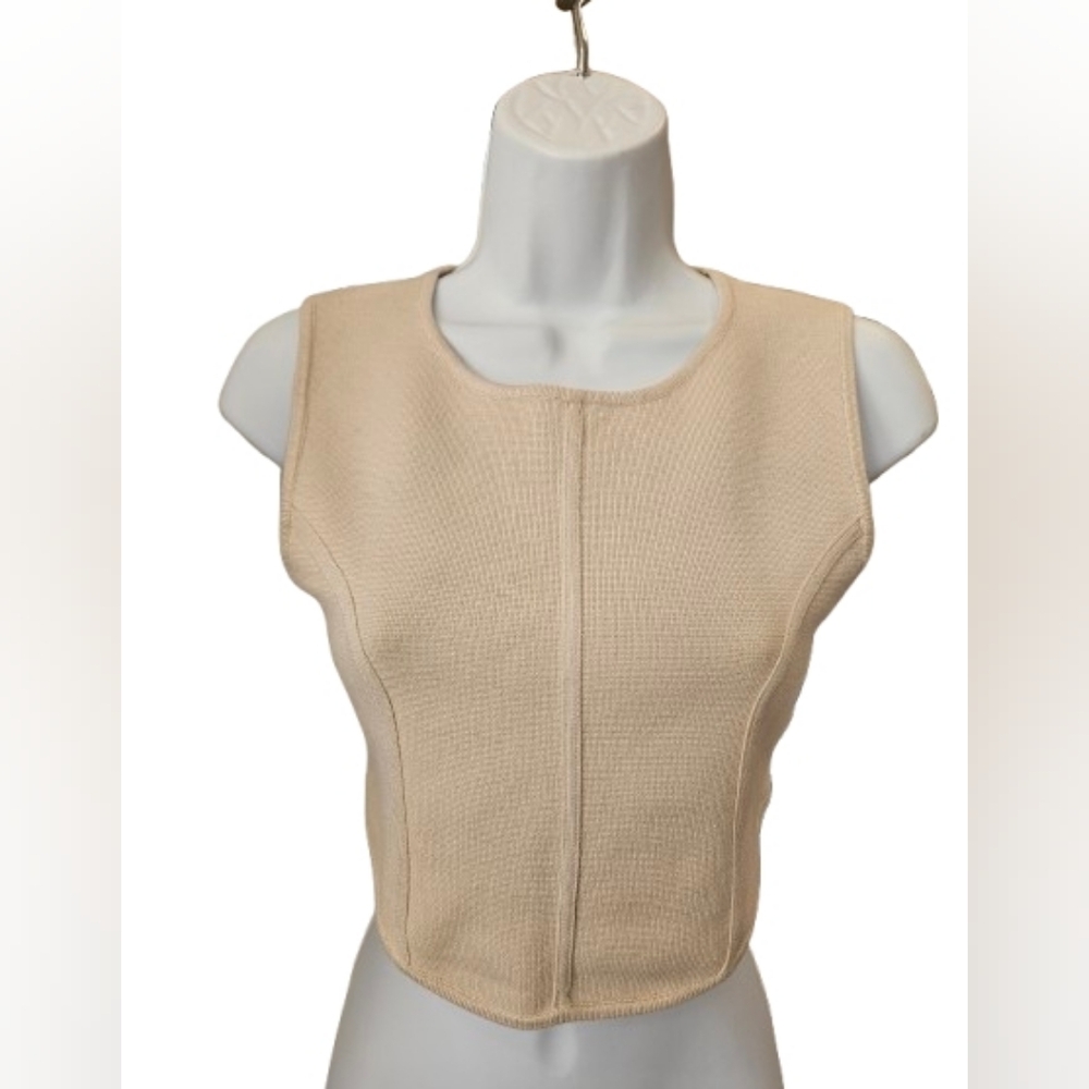 House of Harlow 1960 Cream Knit Crop Top XS Minimalist Chic Boho Luxe